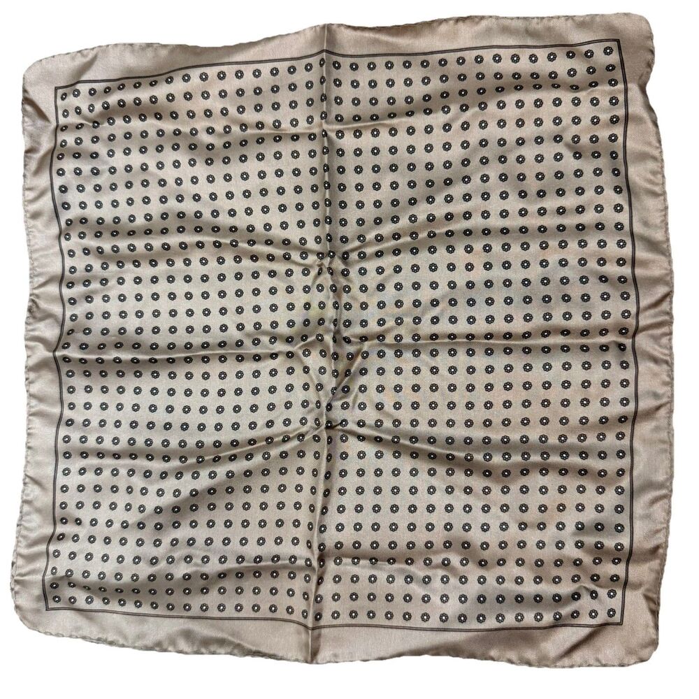 John Henry VTG 100% Silk Mens Handkerchief Brown Paisley Print 13X13 Italy Made